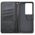 Θήκη με πτερύγιο για Oppo A79 5G, Butterfly, μαύρη