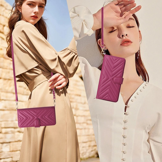 Θήκη με πτερύγιο για Xiaomi Poco F7 Pro, Crossbody Leather Wallet, μπορντό