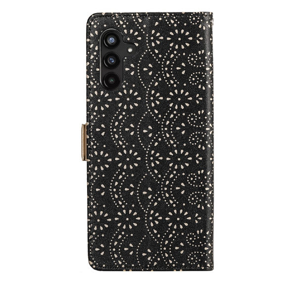 θήκη πτερύγιο για Samsung Galaxy A34 5G, Wallet Pocket Zipper Lace, μαύρη