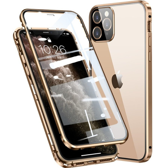 θήκη για το iPhone 11 Pro Max, Magnetic Dual Glass, χρυσή