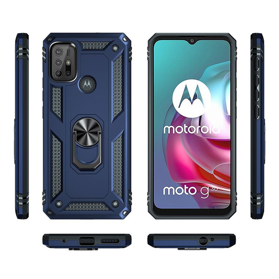 θωρακισμένη θήκη για Motorola Moto G10/G30, Nox Case Ring, μπλε