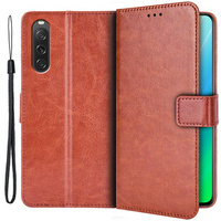 Θήκη με πτερύγιο για Sony Xperia 10 V, Crazy Horse Wallet, καφέ