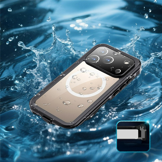Θήκη για iPhone 17 Pro, αδιάβροχη IP68, SHELLBOX MagSafe, μαύρο