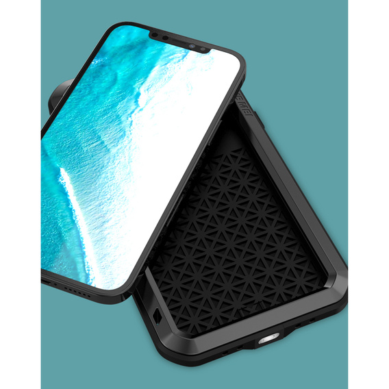 Love Mei Θήκη για iPhone 12 Pro Max, armored with glass, μαύρη