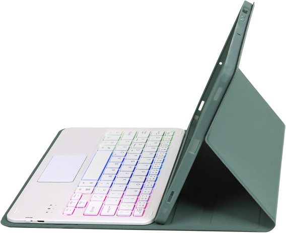 Θήκη με φωτιζόμενο πληκτρολόγιο bluetooth για iPad 10.9 2022 (10 gen.), πράσινη