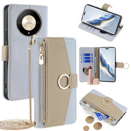 θήκη Wallet Zipper Pocket flip για το Honor Magic 6 Lite 5G, Wallet Zipper Pocket, με καθρέφτη, καφέ