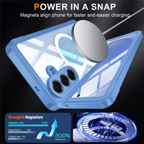 Θήκη Shockproof με γυαλί, για MagSafe για Samsung Galaxy S26, μπλε