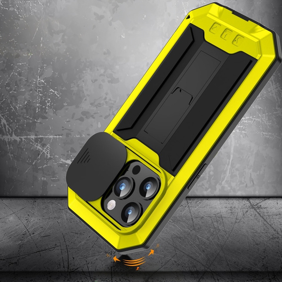 Θήκη για iPhone 15 Pro, R-JUST CamShield Slide, θωρακισμένη, κίτρινη / μαύρη