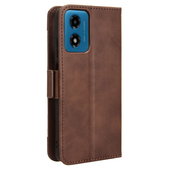 Θήκη με πτερύγιο για Motorola Moto E14, Card Slot, καφέ