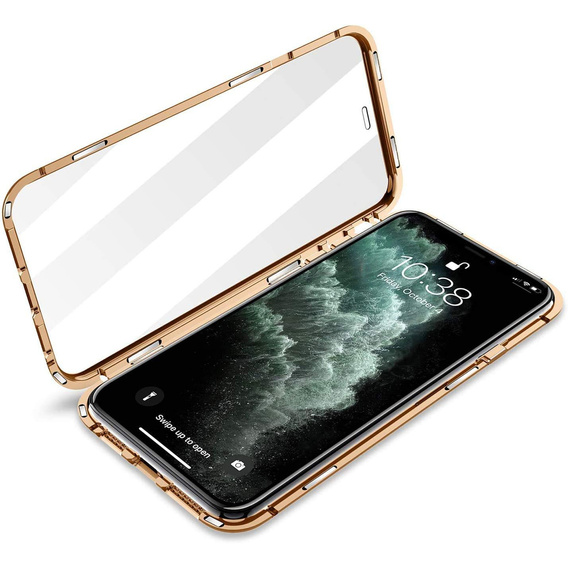 θήκη για το iPhone 12, Magnetic Dual Glass, χρυσή