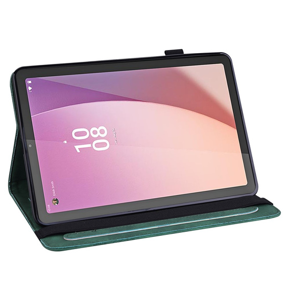 θήκη με πτερύγιο για Lenovo Tab M9, flower, πράσινη