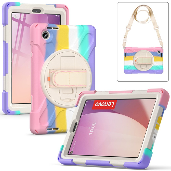 Παιδική θήκη για Lenovo Tab M8 Gen 4 TB-300FU, θωρακισμένη με λουράκι, πολύχρωμη