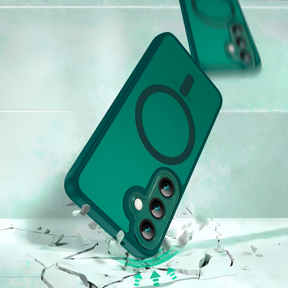 Θήκη για Samsung Galaxy S25+ Plus, για MagSafe, ERBORD Μatt Case, πράσινη + Γυαλί οθόνης