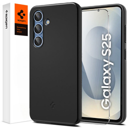 θήκη Spigen για Samsung Galaxy S25, Thin Fit Mag, μαύρη + γυαλί 9H tempered