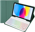 Θήκη με φωτιζόμενο πληκτρολόγιο bluetooth για iPad 10.9 2022 (10 gen.), πράσινη