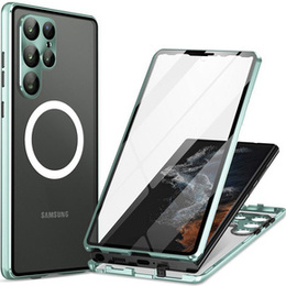 Μαγνητική θήκη MagSafe Dual Glass για Samsung Galaxy S22 Ultra, πράσινη