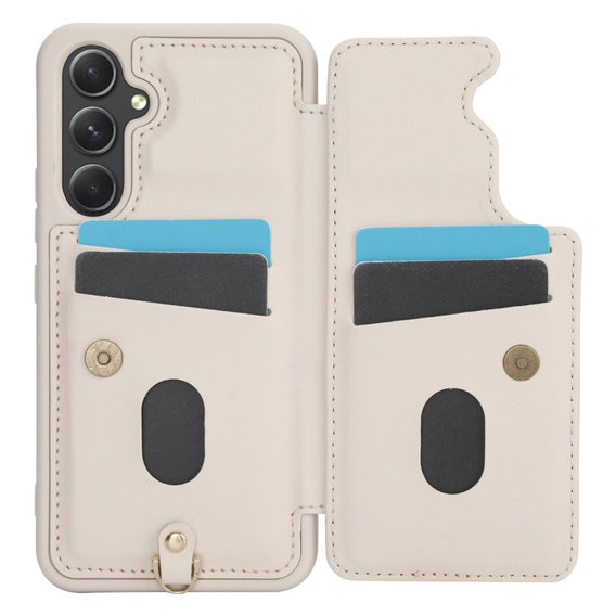 θήκη για Samsung Galaxy A55 5G, Leather Flower Card Slot, μπεζ