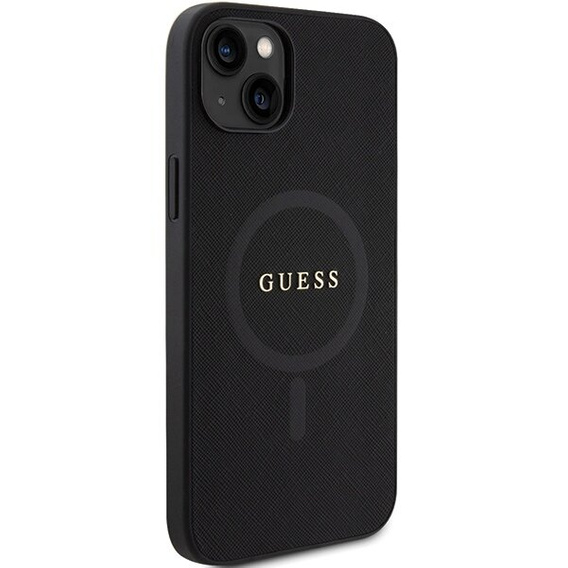 GUESS Θήκη για iPhone 15, Saffiano MagSafe, μαύρη