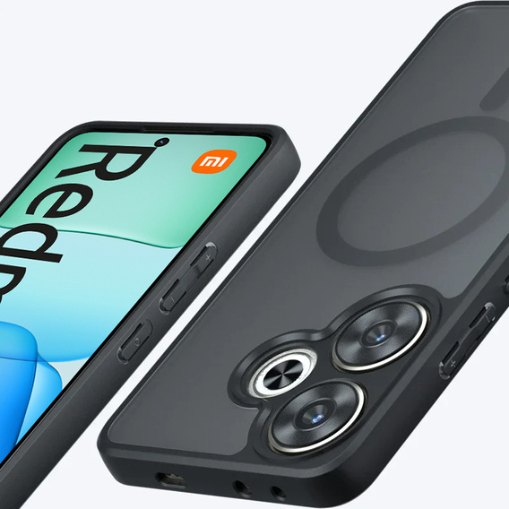 Θήκη για Xiaomi Redmi 13 4G, για MagSafe, ERBORD Μatt Case, μαύρη + Γυαλί οθόνης