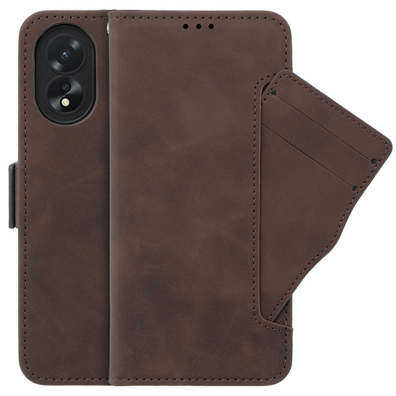 Θήκη με πτερύγιο για Oppo A38 4G / Oppo A18 4G, Card Slot, καφέ