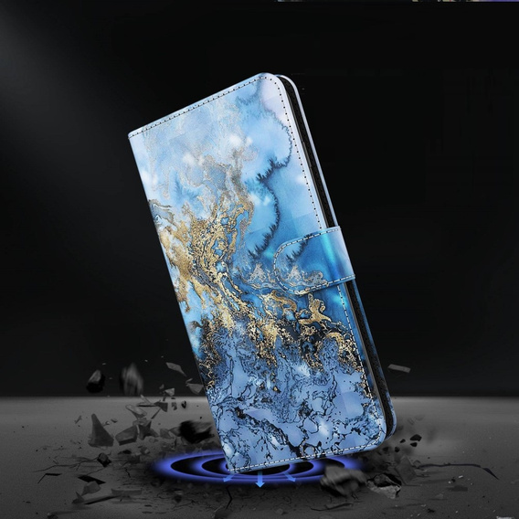 Θήκη με πτερύγιο για Xiaomi Redmi Note 13 Pro+, Wallet, Marble μπλε