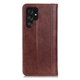Θήκη για Samsung Galaxy S25 Ultra, Wallet Litchi Leather, καφέ