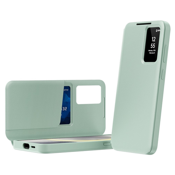 Αναδιπλούμενη θήκη για Samsung Galaxy S25+ Plus, Smart View Wallet, πράσινη