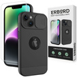 Θήκη ERBORD MagSafe Cam Slider, μαύρη + γυαλί για την οθόνη για iPhone 13 / iPhone 14