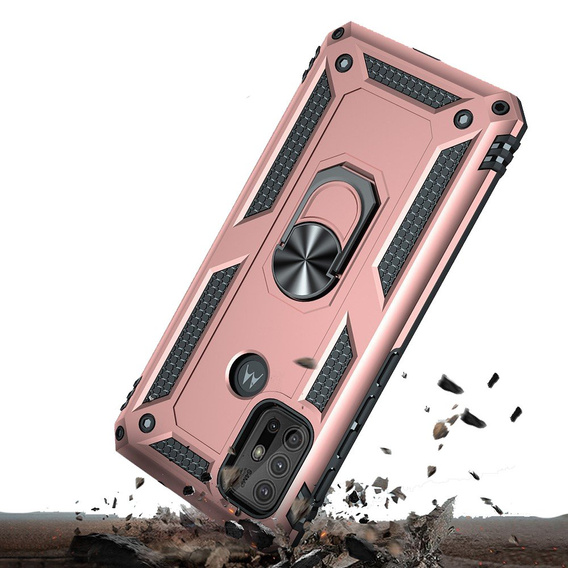 θωρακισμένη θήκη για Motorola Moto G10/G30, Nox Case Ring, ροζ rose gold