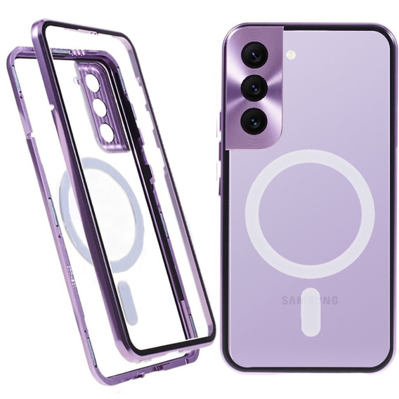Μαγνητική θήκη MagSafe Dual Glass για Samsung Galaxy S22 Plus, μωβ