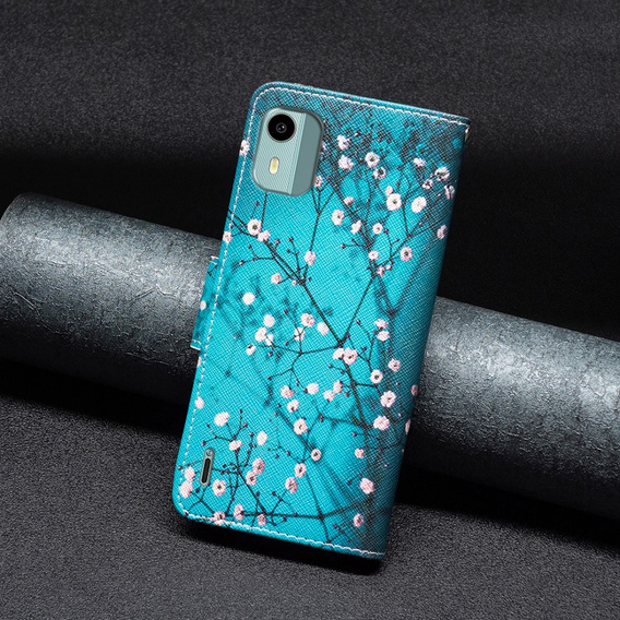 Θήκη με πτερύγιο για Nokia C12 4G, Wallet, Sakura, μπλε