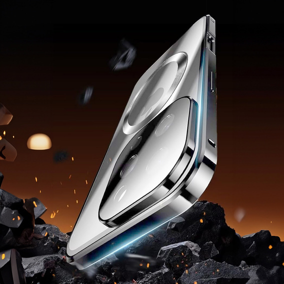 Μαγνητική θήκη MagSafe Dual Glass για iPhone 16 Pro, ασημένια