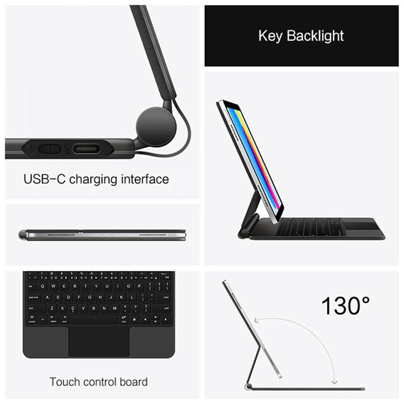 Θήκη με πληκτρολόγιο Bluetooth και touchpad για iPad 11" 2025 A16 (11ης γενιάς) / iPad 10,9" 2022 (10ης γενιάς)