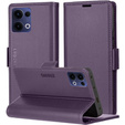 Θήκη για Oppo Reno 13, ERBORD Glossy Litchi, πορτοφόλι με πτερύγιο, μωβ