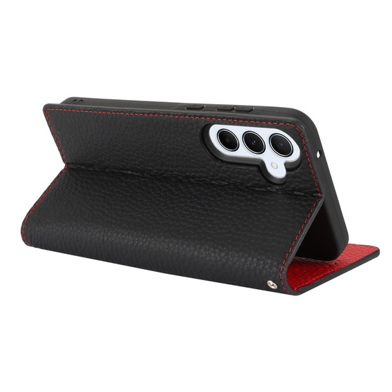 Θήκη με πτερύγιο για Samsung Galaxy S24 FE, Litchi Skin Grain, μαύρη