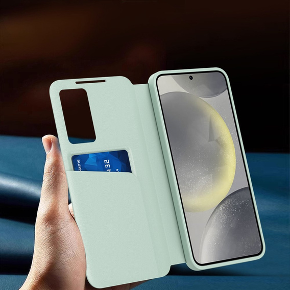 Αναδιπλούμενη θήκη για Samsung Galaxy S24, Smart View Wallet, πράσινη