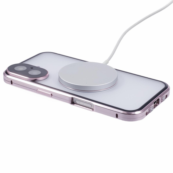 Μαγνητική θήκη MagSafe Dual Glass για iPhone 16, ροζ rose gold