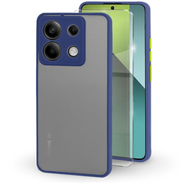 Θήκη σιλικόνης για Xiaomi Redmi Note 13 Pro 5G, με προστασία κάμερας, διαφανής / μπλε + Tempered Glass 9H