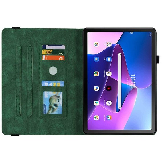 θήκη για το Lenovo Tab M10 Plus 10.6 Gen 3 TB-125F TB-128F, Butterfly, πράσινη