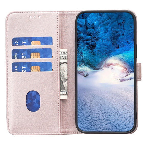 Θήκη με πτερύγιο για Samsung Galaxy A25 5G, BINFEN Wallet, ροζ rose gold + γυαλί 9H 