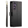Θήκη με πτερύγιο για Samsung Galaxy S25, Wallet Zipper Pocket, μαύρη