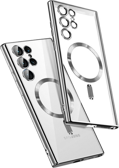 Θήκη για Samsung Galaxy S25 Ultra, Electro MagSafe, ασημένια + Γυαλί για την οθόνη