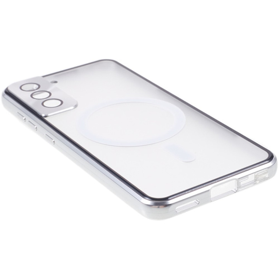 Μαγνητική θήκη MagSafe Dual Glass για Samsung Galaxy S22 Plus, ασημένια
