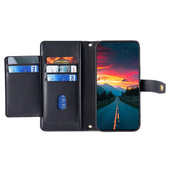 Θήκη με πτερύγιο για Realme 14 Pro+ 5G, Wallet Zipper Pocket, μαύρη