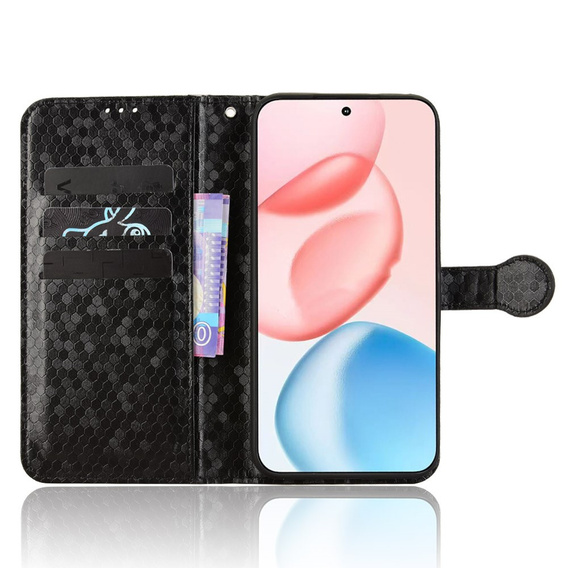 θήκη πτερύγιο για Honor 400 Pro 5G, Wallet Rhombus, μαύρη