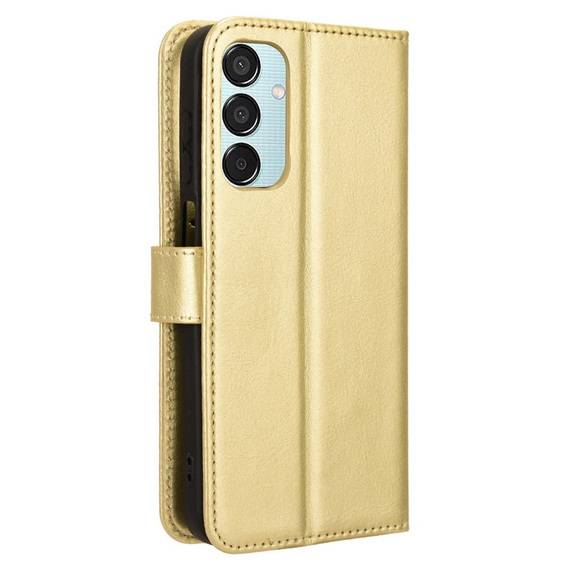 Θήκη με πτερύγιο για Samsung Galaxy M35, Crazy Horse Wallet, χρυσή