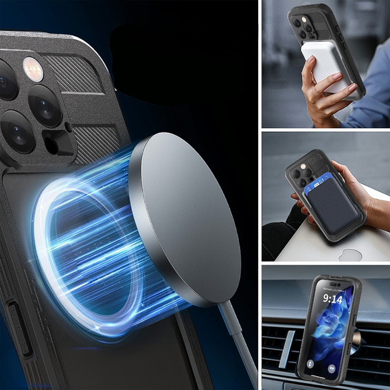 Αδιάβροχη θήκη IP68 για iPhone 16 Pro, SHELLBOX MagSafe, μαύρη