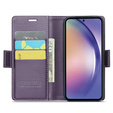Θήκη για Samsung Galaxy A55, ERBORD Glossy Litchi, πορτοφόλι με πτερύγιο, μωβ