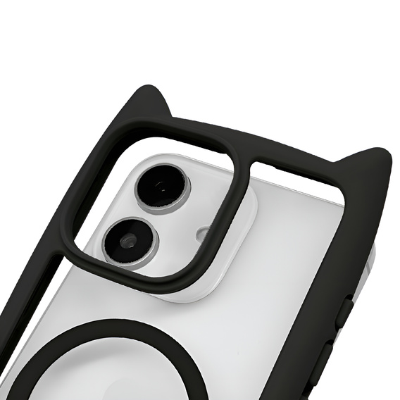 Θήκη για iPhone 11, για MagSafe, Cute Cat, μαύρη + Γυαλί οθόνης
