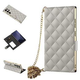 Αναδιπλούμενη θήκη για Samsung Galaxy S25 Ultra, GKK Mirror Wallet, γκρι τιτάνιο